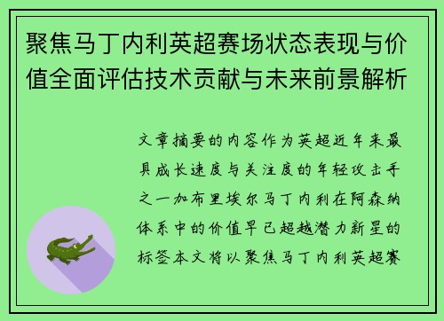 聚焦马丁内利英超赛场状态表现与价值全面评估技术贡献与未来前景解析